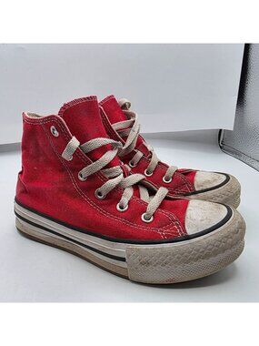 Converse Chuck Taylor All Star EVA Lift Platform High Kids Size 1 Red Shoes